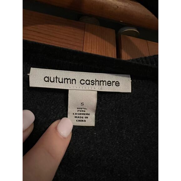 Autumn Cashmere Women's Colorblock Zip-Shoulder Cashmere Sweater Long Sleeve S - Picture 6 of 9